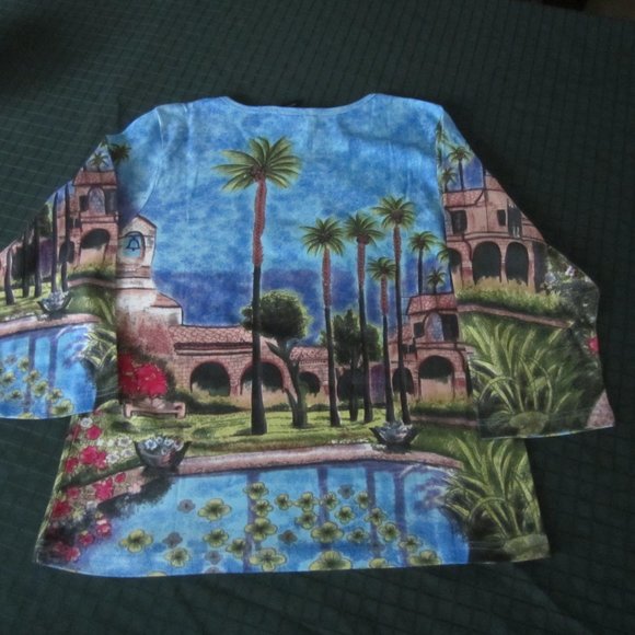 RAAKHEE Women's Multicolor Graphic 3/4 Sleeve Top Size PXL Sequins, Beads - Picture 5 of 11